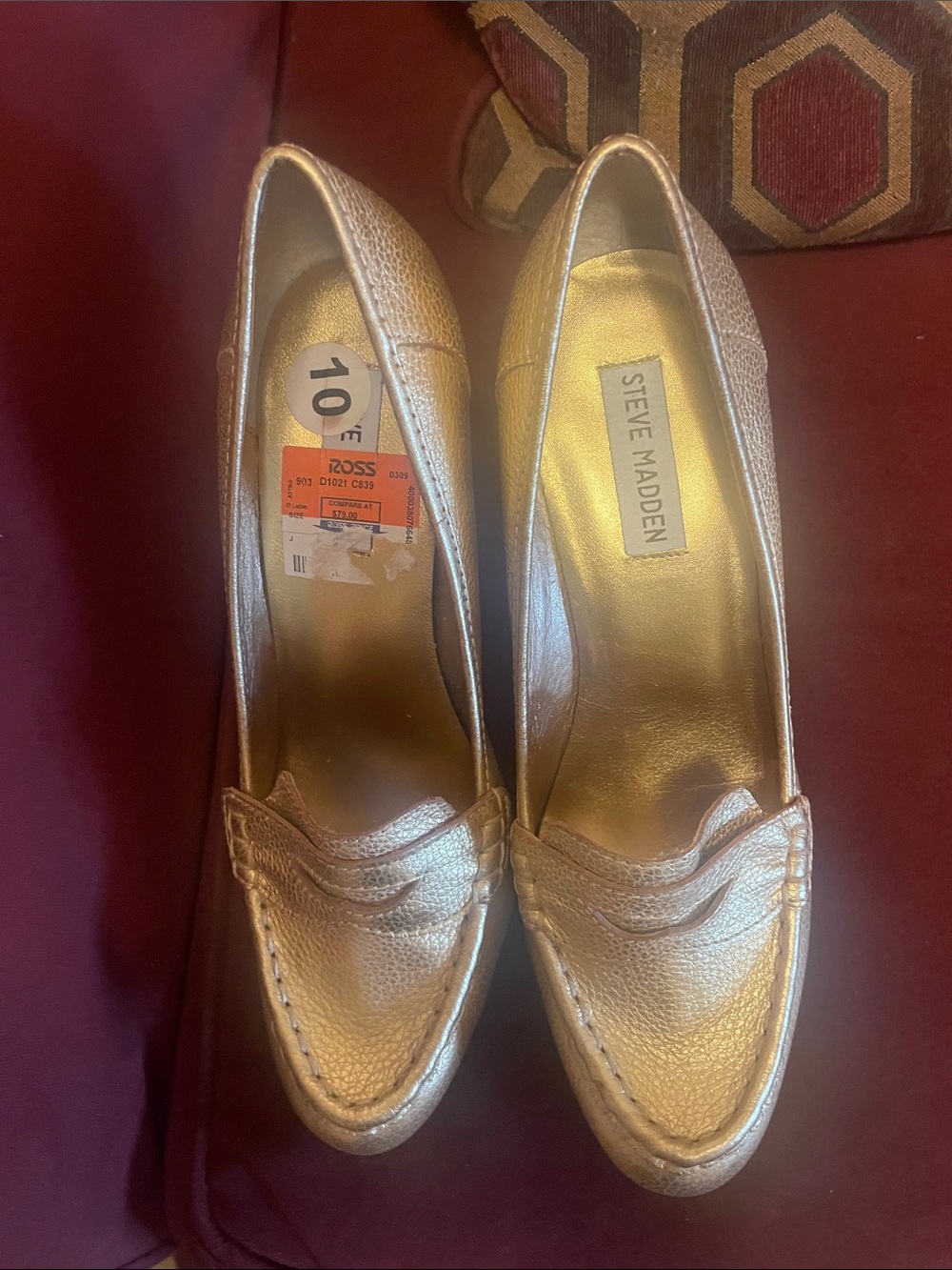 Steve Madden Metallic Gold Penny Loafers